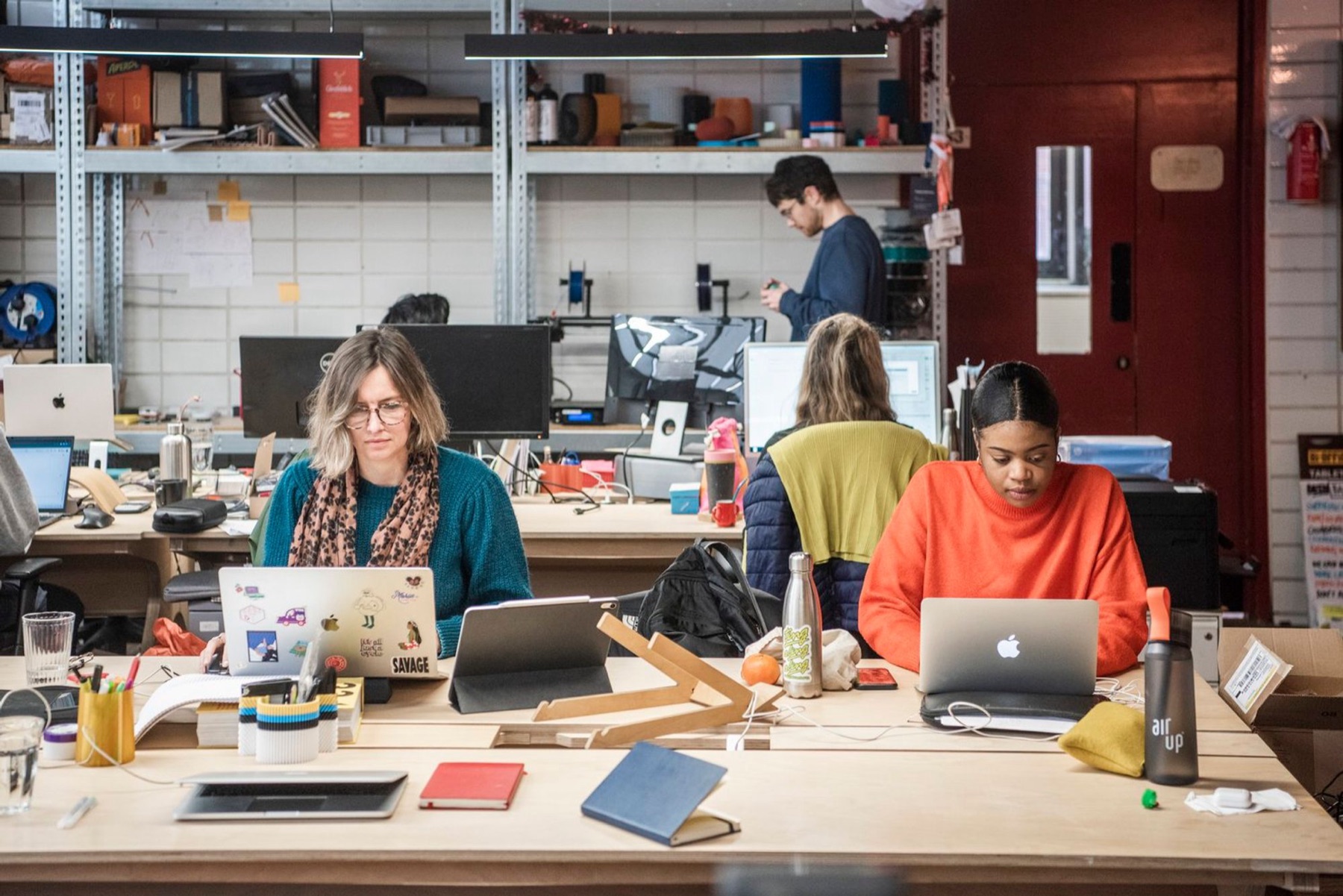 People at work in the shared studios