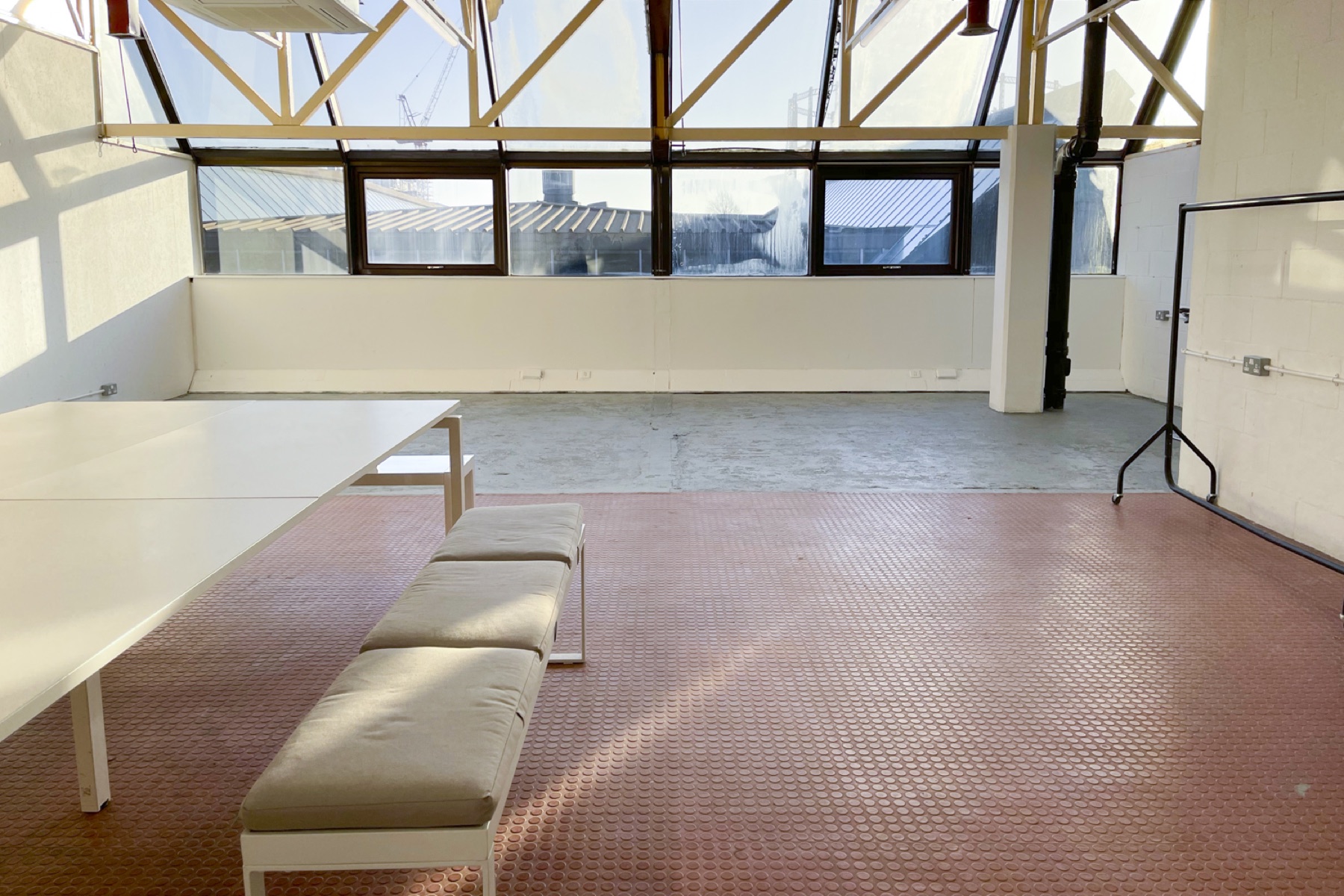 The White Studio looking towards the window band and Hackney rooftops